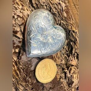 Authentic VOGT Barrette Heart Hair Clip Sterling Silver Made in Mexico Western